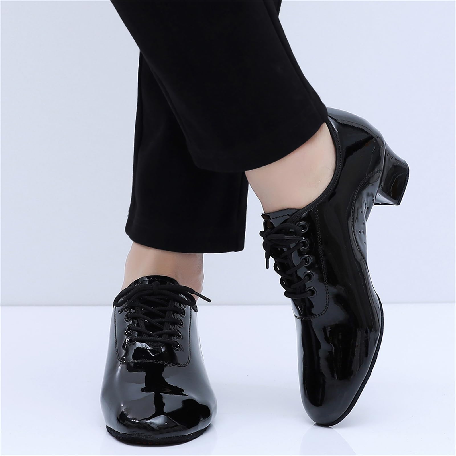 Scarpe da Ballo Latino da Uomo Scarpe da Ballo Moderne per Adolescenti con Suola Divisa in Pelle Scamosciata Tacco Basso