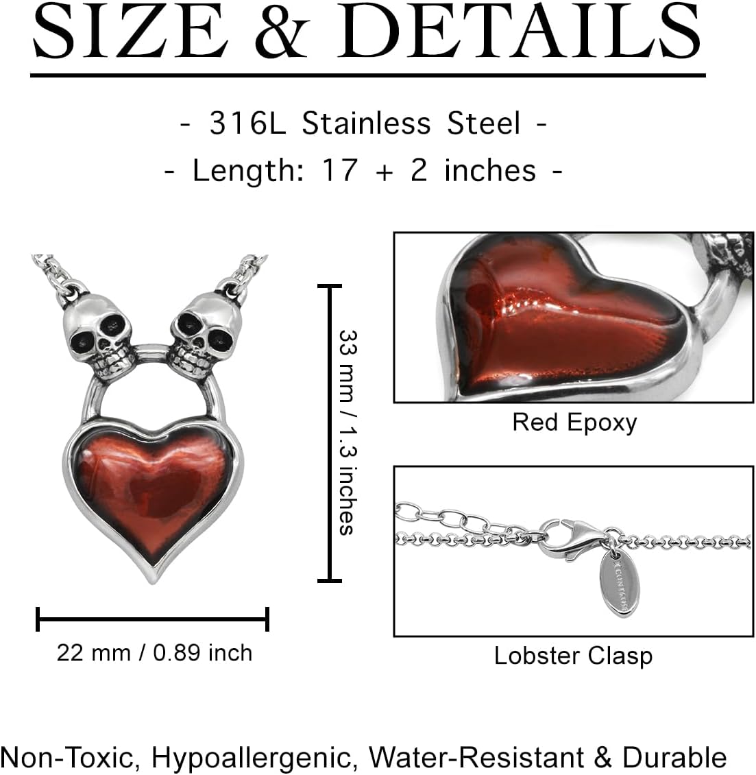 Controse Skull Heart Necklace - Pure Hearts Will Find You - Image 5