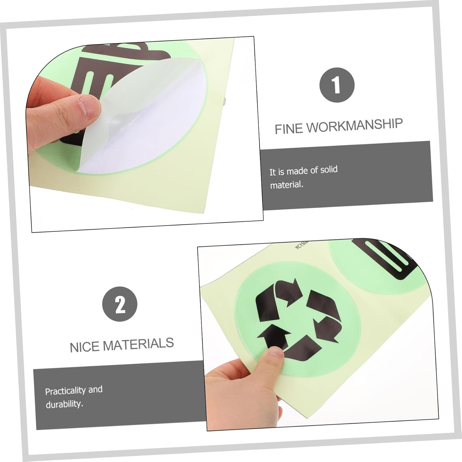 1sheet Luminous Recycling Stickers for Trash Bins Dark Labels for Easy Waste Sorting Self-Adhesive Rubbish Classification Decals for Kitchen Use
