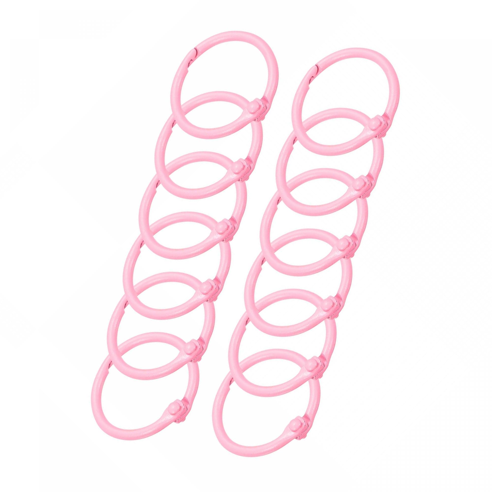Unifizz 12 Pcs 30mm Metal Spring Key Rings, Round Carabiner Keyring, Snap Clip Trigger Buckle, DIY Accessories for Keychains, Bag, Purse, Handbag, Pink