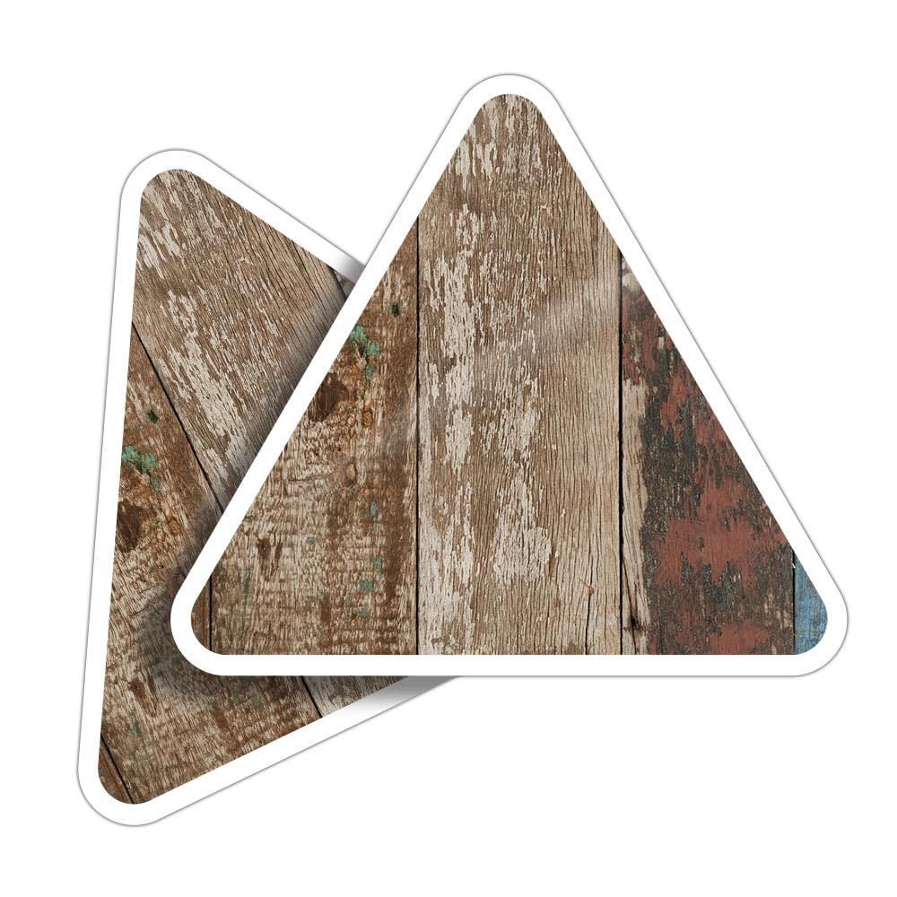 2 x Vinyl Stickers 7.5 cm - Triangle Shape Blue Wood Effect Pallet Rustic Art Print Decal Laptop Tablet Luggage Car Wall Fridge Door Sticker #50344