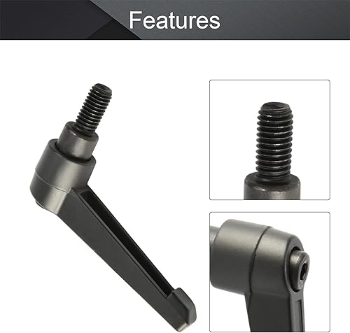Miniatura 138 de Othmro 2 piezas de palanca de sujeción con rosca M8 Palanca de trinquete, aleación de aluminio ajustable con botón de bloqueo con perno roscado 2