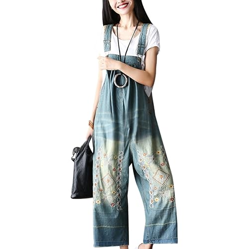 Bigasset Women's Casual Baggy Denim Bib Overalls Pant Jeans Jumpsuits