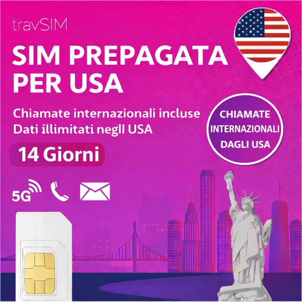 travSIM USA SIM Card | Uses The T-Mobile Network | Unlimited Data, Unlimited National Calls & Texts | Sim Card for USA Also has Unlimited Calls to 30+ Countries from The USA | USA SIM Card 14 Days