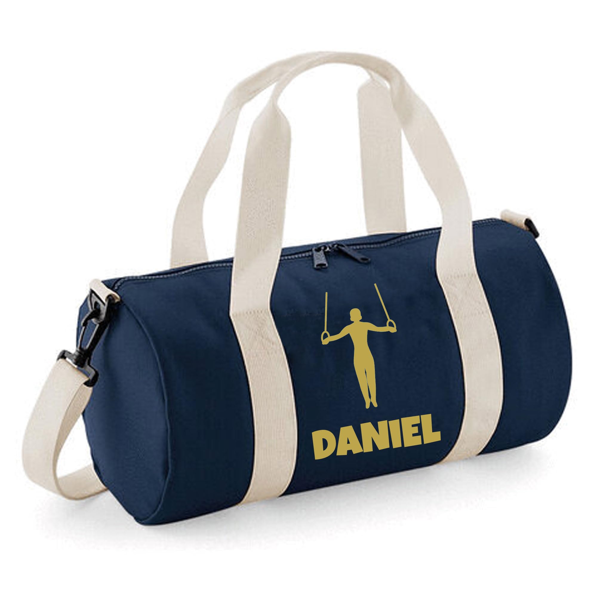 Personalised Gymnastics Bag Boys Dance Bags for Boys Kids Gym Bag Perfect Gymnastics Gifts & Sports Equipment Storage 20x20x40cm 12L Rings Design Barrel Bag for Gymnastics (Navy)