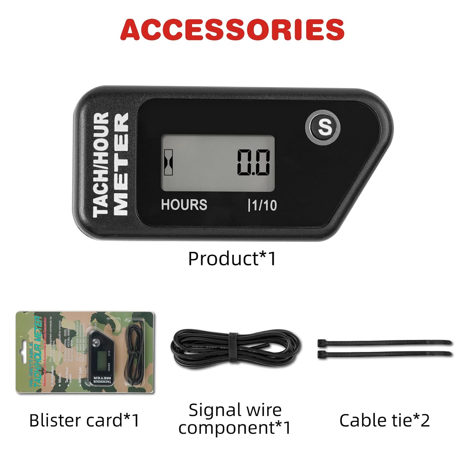 RQ-HM016R Digital Hours Tachometer, Black | 68 * 33 * 14 mm