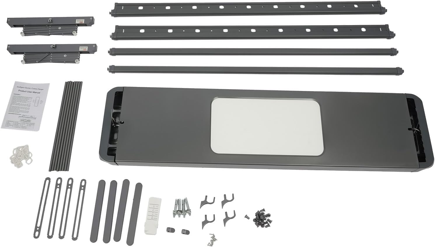 Adjustable Electric Ceiling Drying Rack with Led Light & Remote Control - 77lbs Load Capacity, Perfect for Balconies, Hotels, Apartments - Black Gray