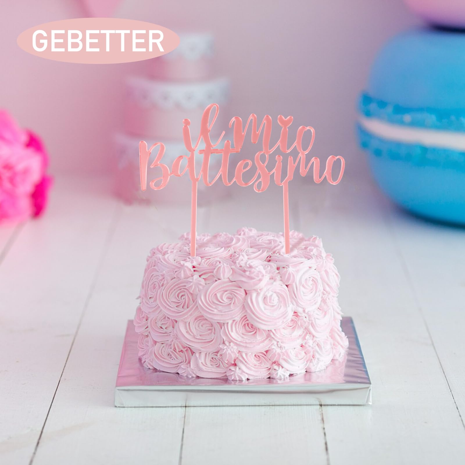 Cake Topper Battesimo Bimba - Scritta 'Il Mio Battesimo' In Plexiglass Rosa, 16x15 Cm - Foto 10