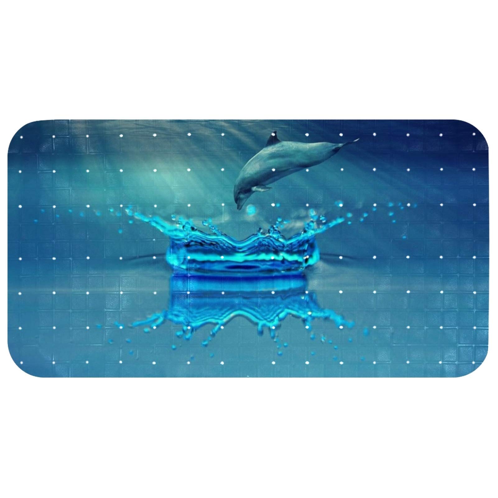 Tapis de bain pour baignoire perforé et ventousé motif dauphin