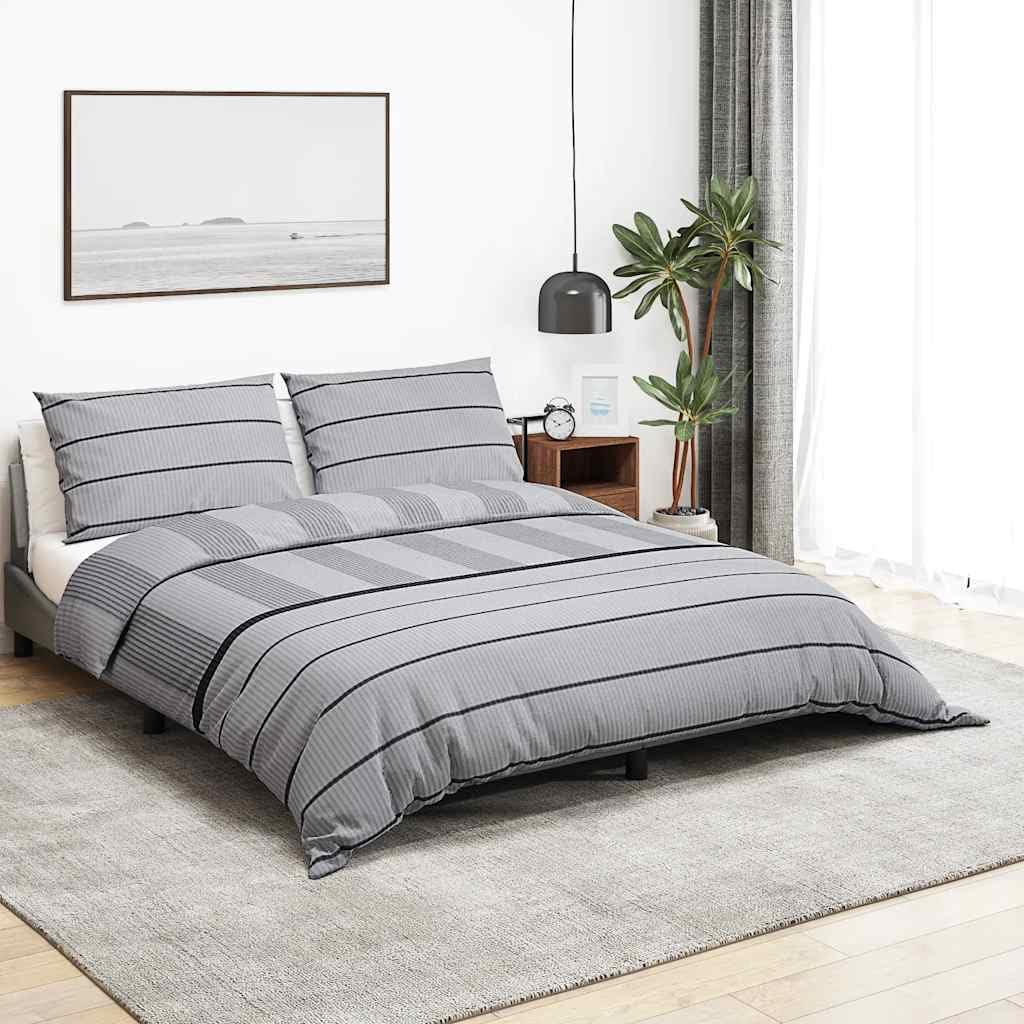 Juego de ropa de cama de algodón gris de 140 x 200 cm con funda de almohada de 60 x 70 cm, funda nórdica, funda nórdica, funda de edredón, cierre de botones, fácil mantenimiento, para