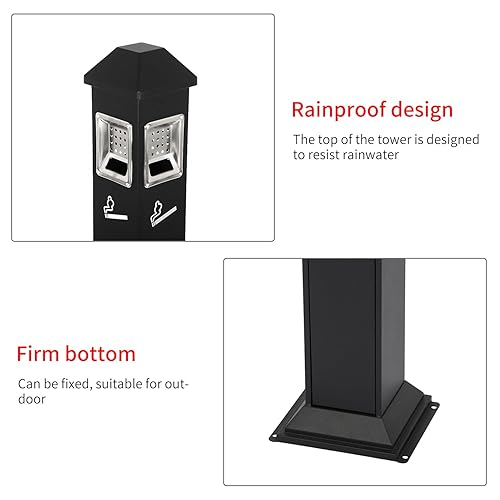 Miniatura 4 de AIWFL Cubo de basura vertical de metal para exteriores, contenedor de basura para exteriores, contenedor de basura de 3.9 ft con llave (negro)
