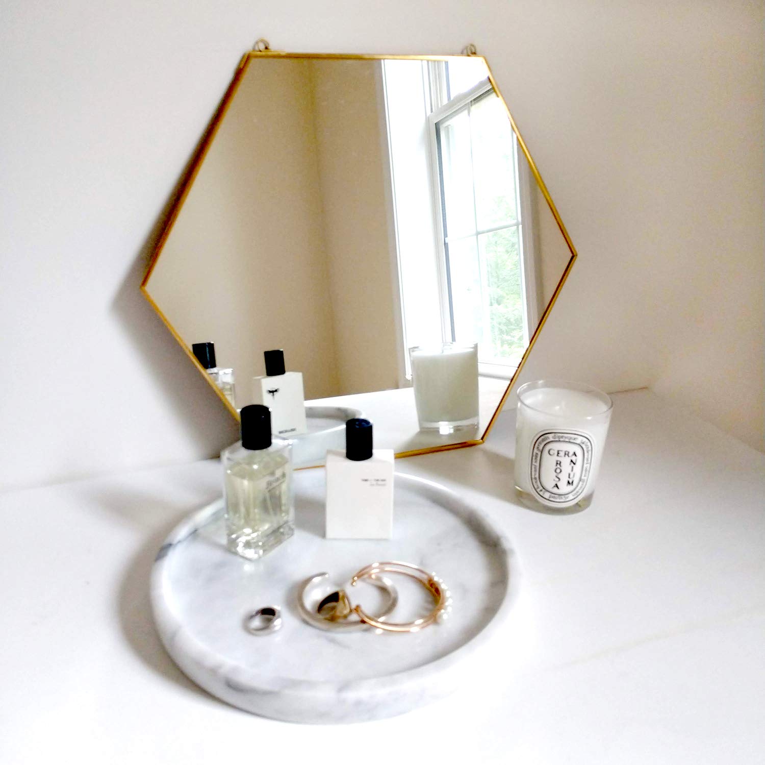 Beach D 10 Genuine Marble Round Vanity Tray Bathroom Tray Jewelry Purfume Tray Amazon Sg Home