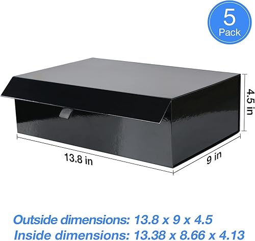 Vista 126 de Aimyoo Caja de regalo plegable marrón con tapas de cierre magnético de 13.8 x 9 x 4.3 pulgadas, cajas grandes de propuesta para dama de honor