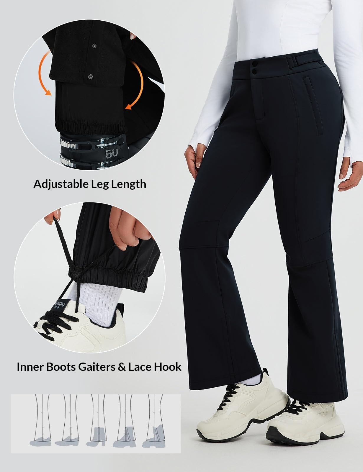 baleaf Skihose Damen Wasserdicht Wanderhose Softshellhose Winter Atmungsaktive Warm Gefüttert Outdoorhose Snowboardhose Skifahren