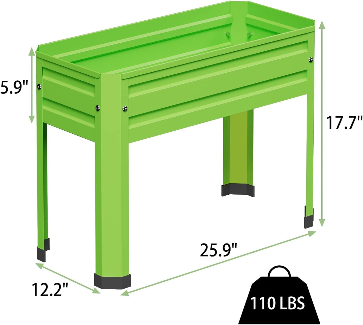 ALBAD Galvanized Raised Garden Bed with Legs, Outdoor Elevated Planter Box for Vegetables Herbs Strawberries, Rustproof Steel Garden Bed for Balcony Patio Backyard, Green