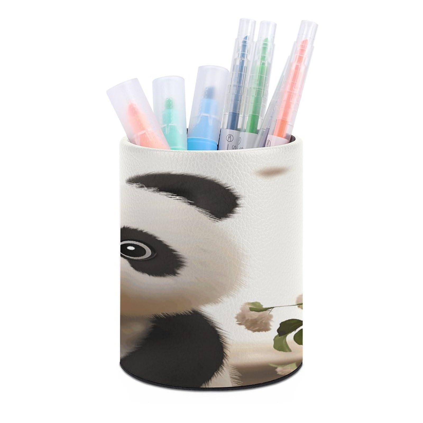 VstaDank Cute White Panda Pen Holder for Desk Makeup Brush Holders Stylish Pen Cup Cute Pencil Cup Round Pencil Holder Decor Brush Scissor Holders for Multifunctional Office Supplies