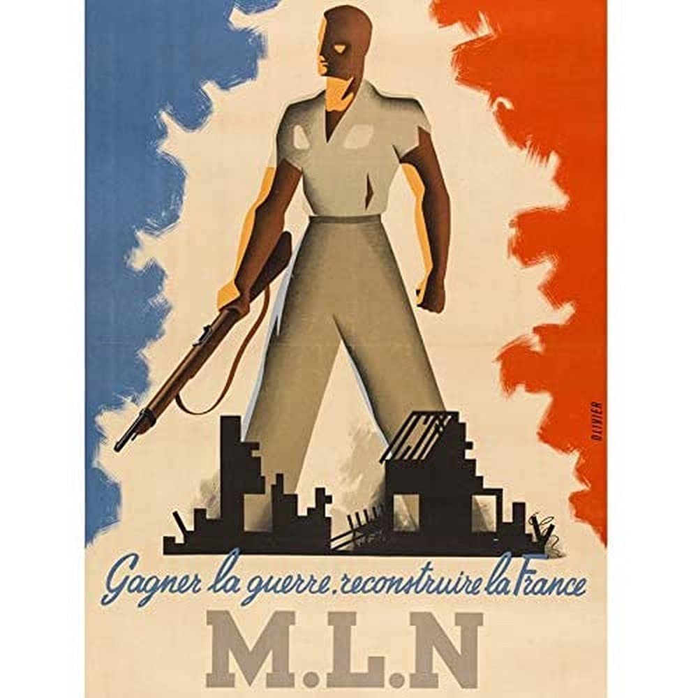 Olivier French Resistance MLN WWII Werbung ungerahmt Wandbild Druck Poster Home Decor Premium