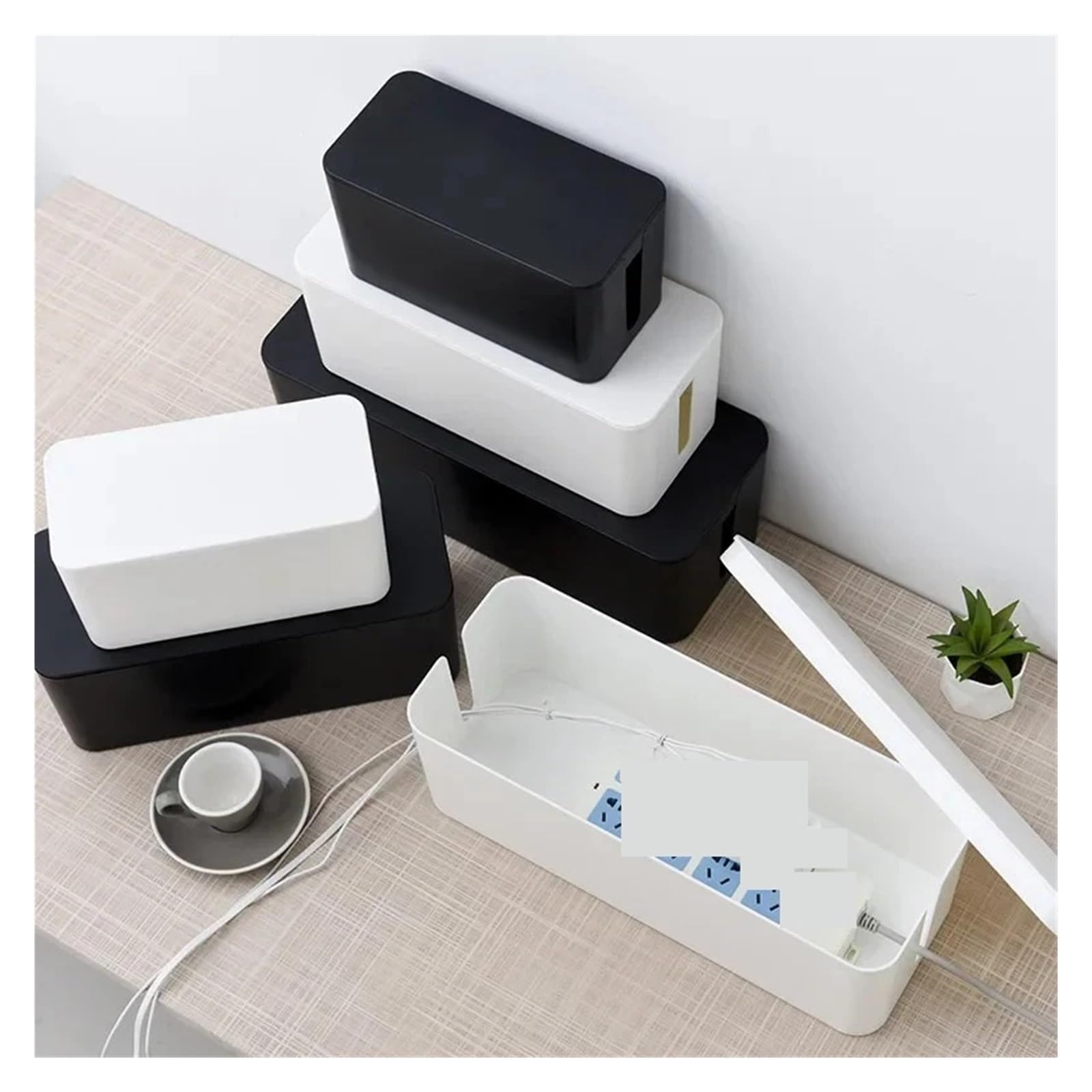 HIZON Caja de Almacenamiento de Cables, Placa de alimentación, gestión de Cables, Tira de Enchufe, Caja for Cables, Cargador, Organizador de Enchufe, contenedor de Red(L2)