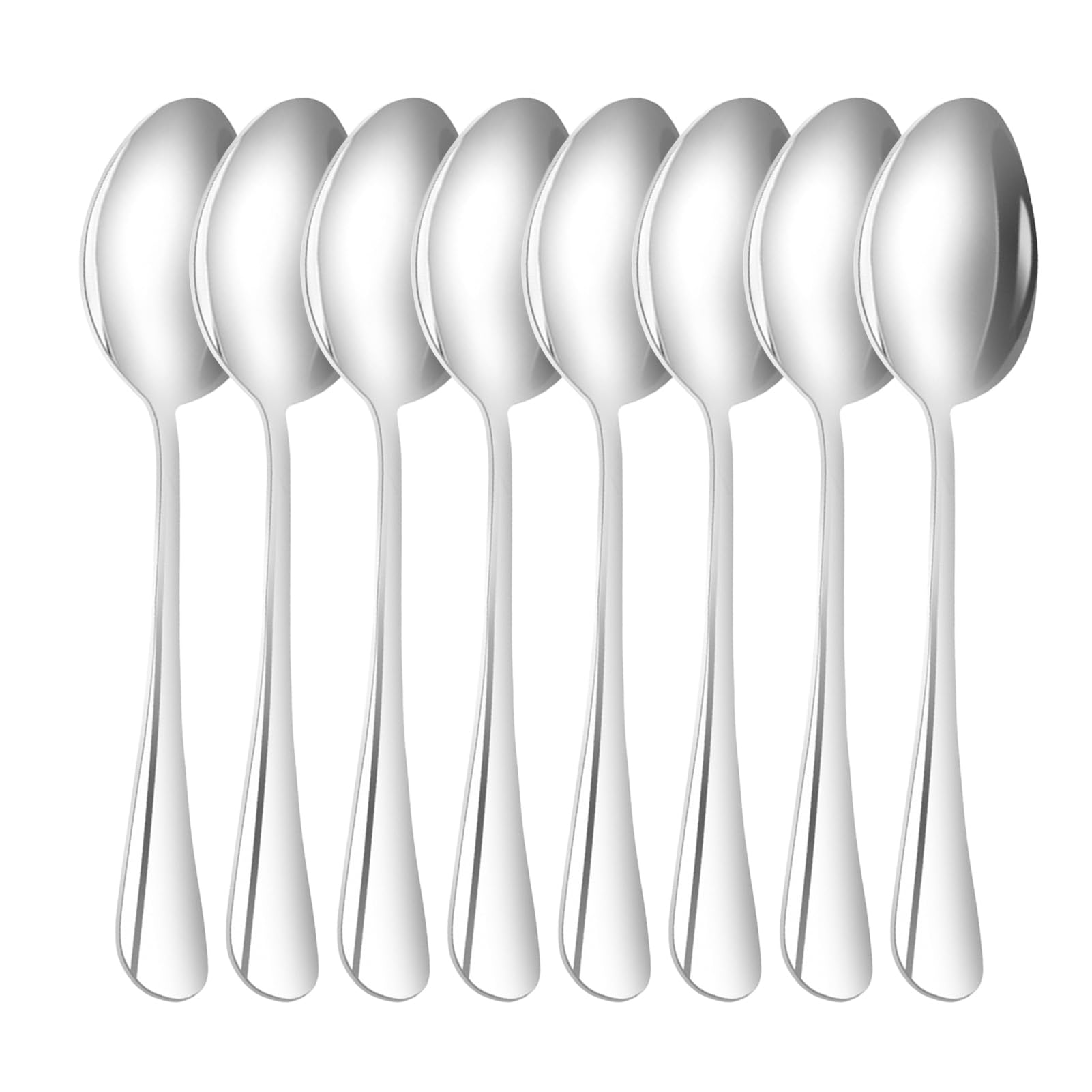 Teaspoons Set of 8, Stainless Steel Mirror Polished Dessert Spoons, Dishwasher Safe Coffee Spoon Set for Home Kitchen