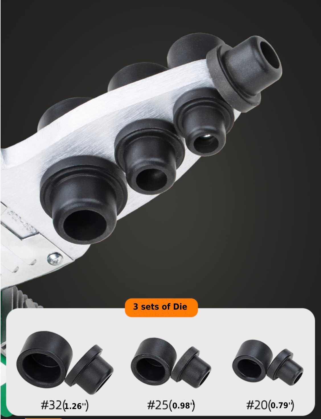 110V Plastic Pipe Welding Tool kit, Adjustable Socket Fusion Pipe Welder with 0.79/0.98/1.26'' Die