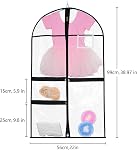 4 PCS Dance Garment Bags for Costumes,Clear Dance Costume Garment Bag,Foldable Waterproof Clothes Cover Protector with 3 Clear Zipper Pockets,Suit,Uniforms,Shirts, Dresses,Storage or Travel