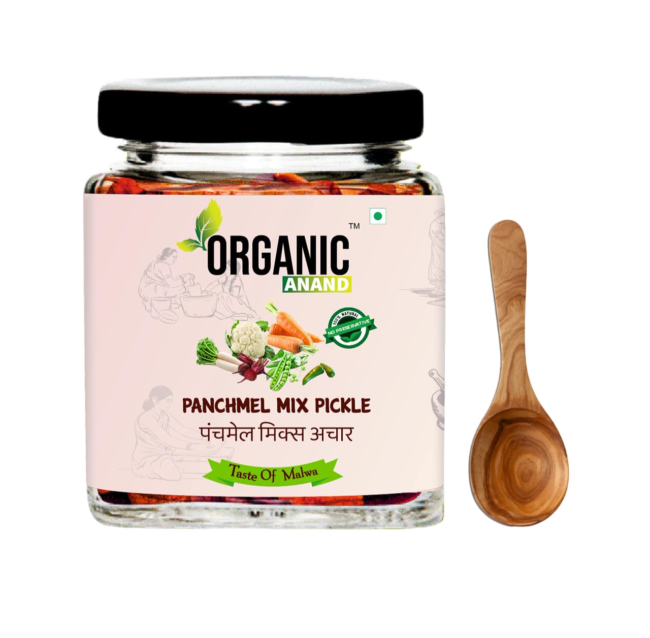 Organic Anand Natural Panchmel Pickle (Mixed Veg Aachar) Veg, Spicy, Tangy & Tasty Achaar (Beetroot, Mooli, Matar Gajar, Gobhi, Shalgam ka Achar) Homemade Aachar with Neemwood spoon (250Gm) (B09TKN5N9L) Amazon Price History, Amazon Price Tracker