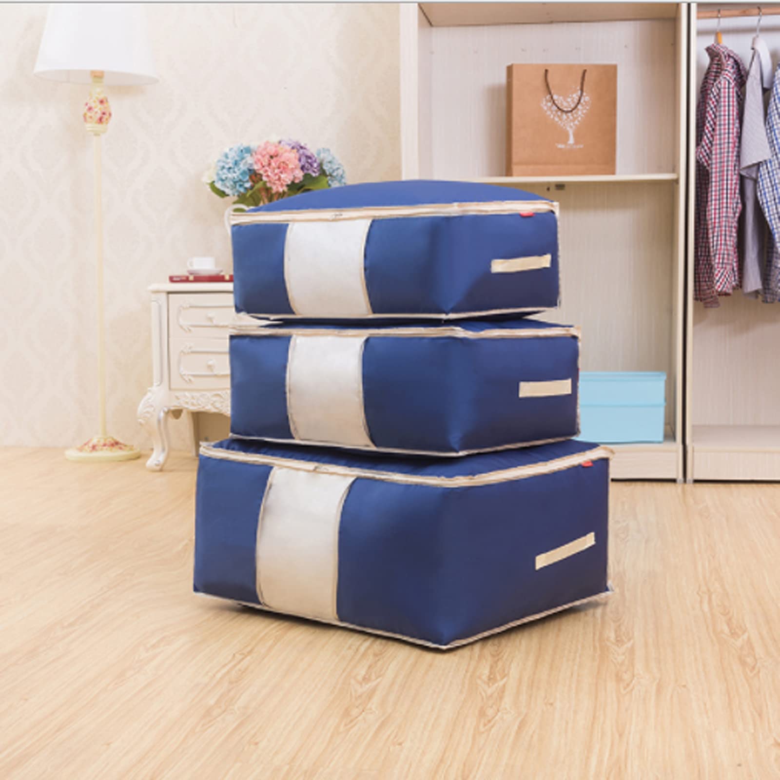 Lot De 3 Organiseurs Pliables Épais Avec Poignées Durables Pour