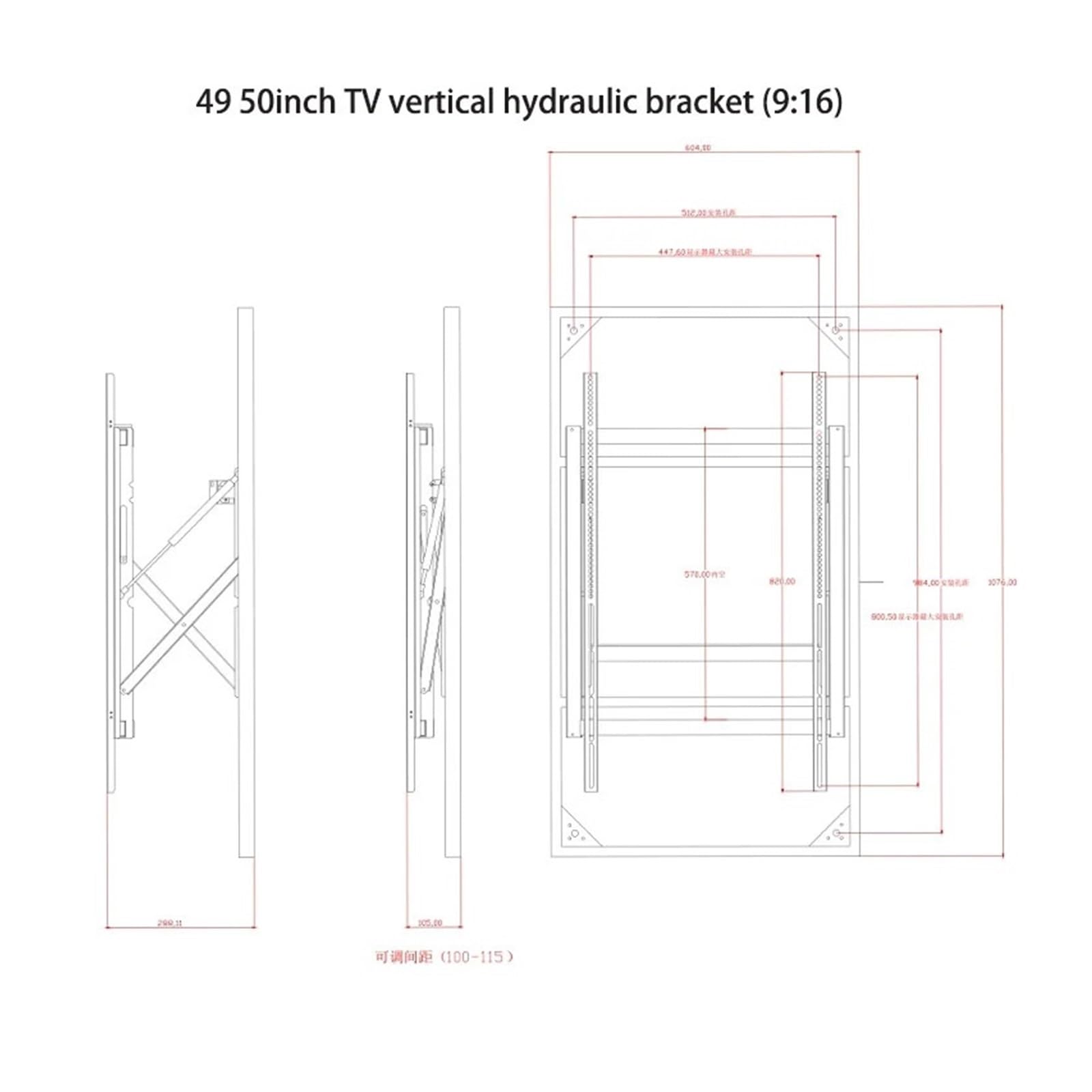 Adatto for TV LCD Da 49-50 Pollici, Staffa Idraulica Pull-push Pieghevole Integrata(Vertical installatio)