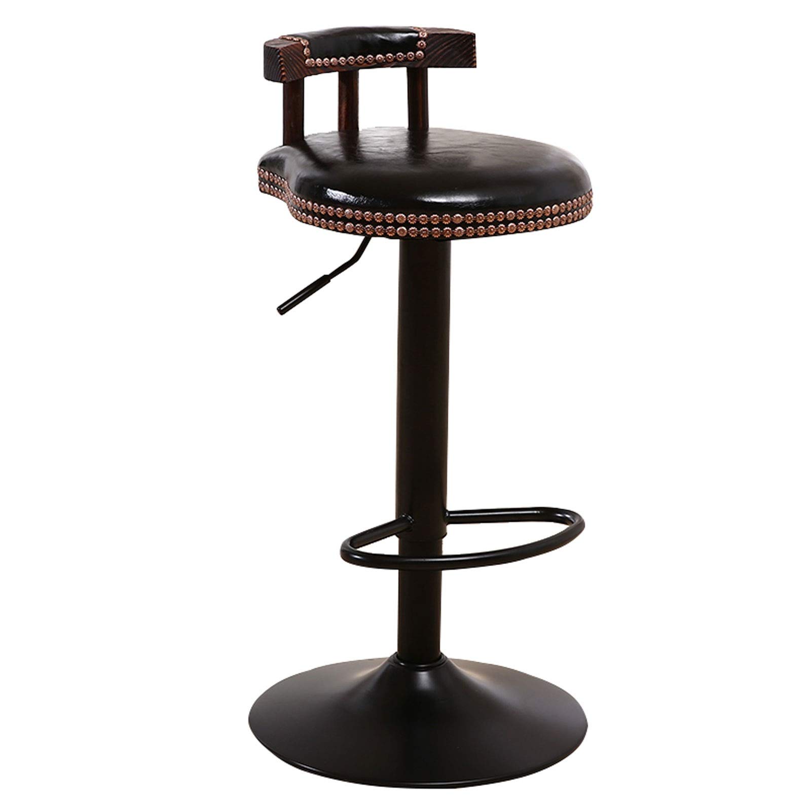 Fauteuil de bar en bois réglable avec tabouret rotatif rétro et coussin PU