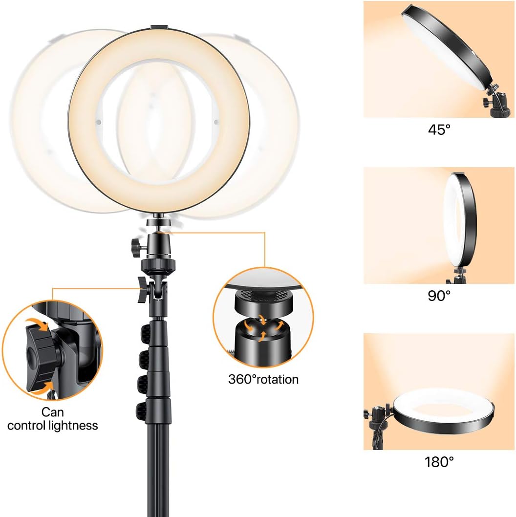 Exclusive Miracase 8 Ring Light with Stand, 14 Colors RGB LED Ring Light with Tripod Stand and Phone Holder & 10 Brightness Level & Camera Remote Shutter for Makeup,YouTube,Video,Photography