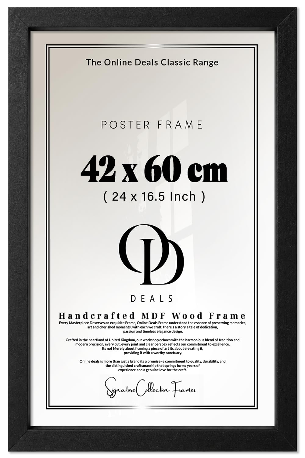 OD Deals — Epic Poster Frame (42 X 60 CM) | Ideal For Art And Photo Display In Vertical—Horizontal 24 X 16.5 Inch Formats, Enhancing Galleries With Elegant Matt Black Finish With Slim Profile