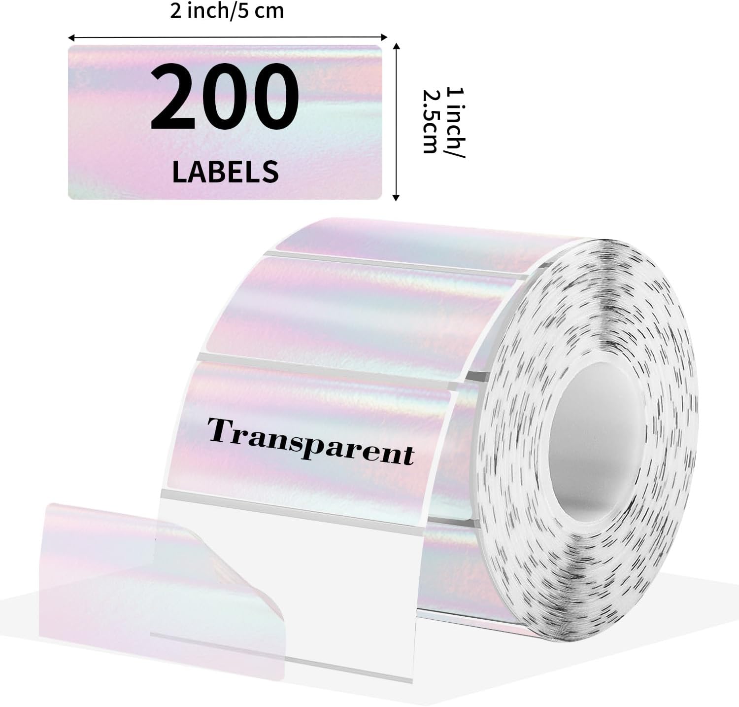 Transparent Clear Thermal Label Stickers, 2 x 1 Inch Printable Transparent Stickers, Holographic Pink Direct Clear Thermal Labels, Perforation Line Design- 200 Sheets - Image 2