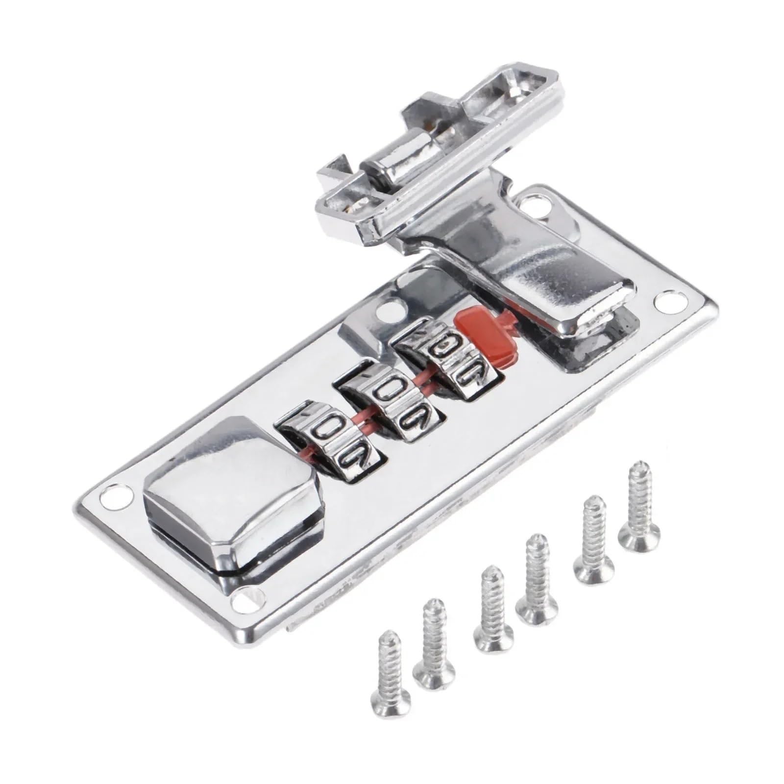 Juego de cerradura con contraseña y pestillo, cerradura codificada plateada de 65 mm x 29 mm, herrajes for maletas con tornillo, 1 unidad