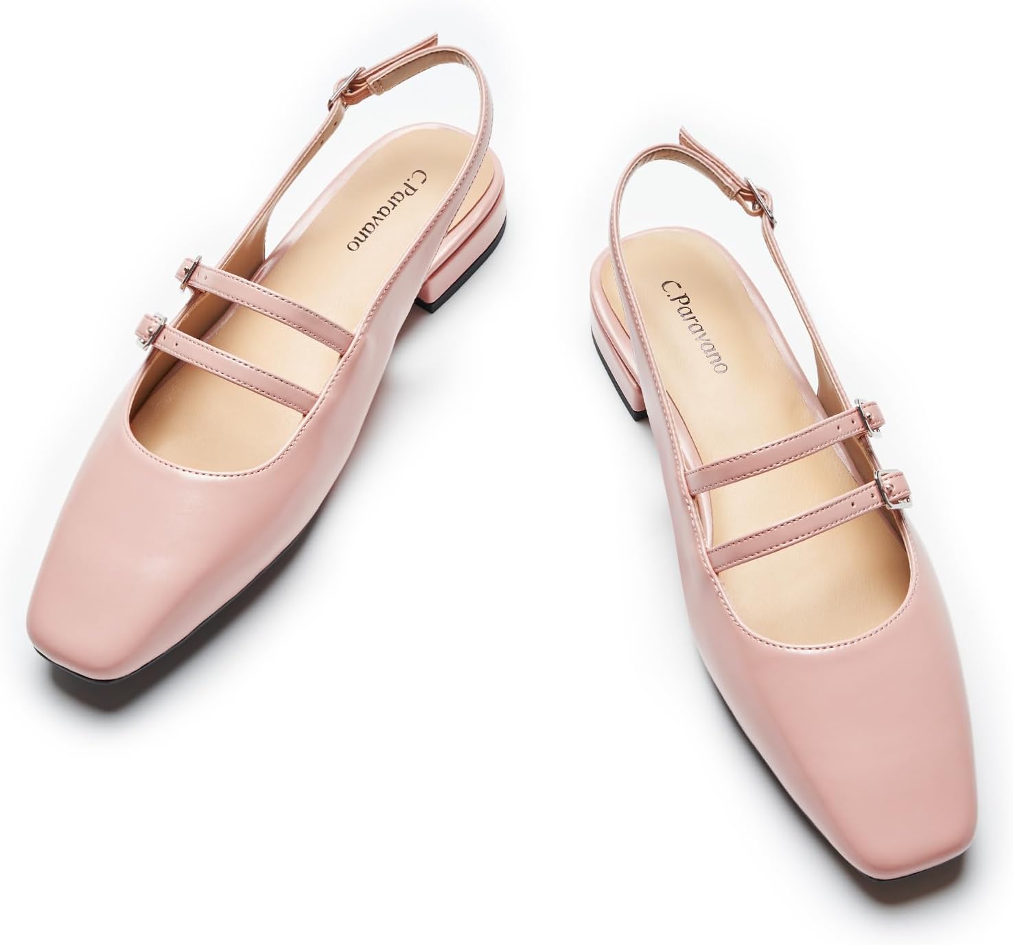 C.Paravano Women’s Adjustable Mary Jane Flats – Lightweight Block Heel Sandals for Nurses, Teachers&Outdoor Weddings | Breathable Vegan Leather & Slip-Resistant Design