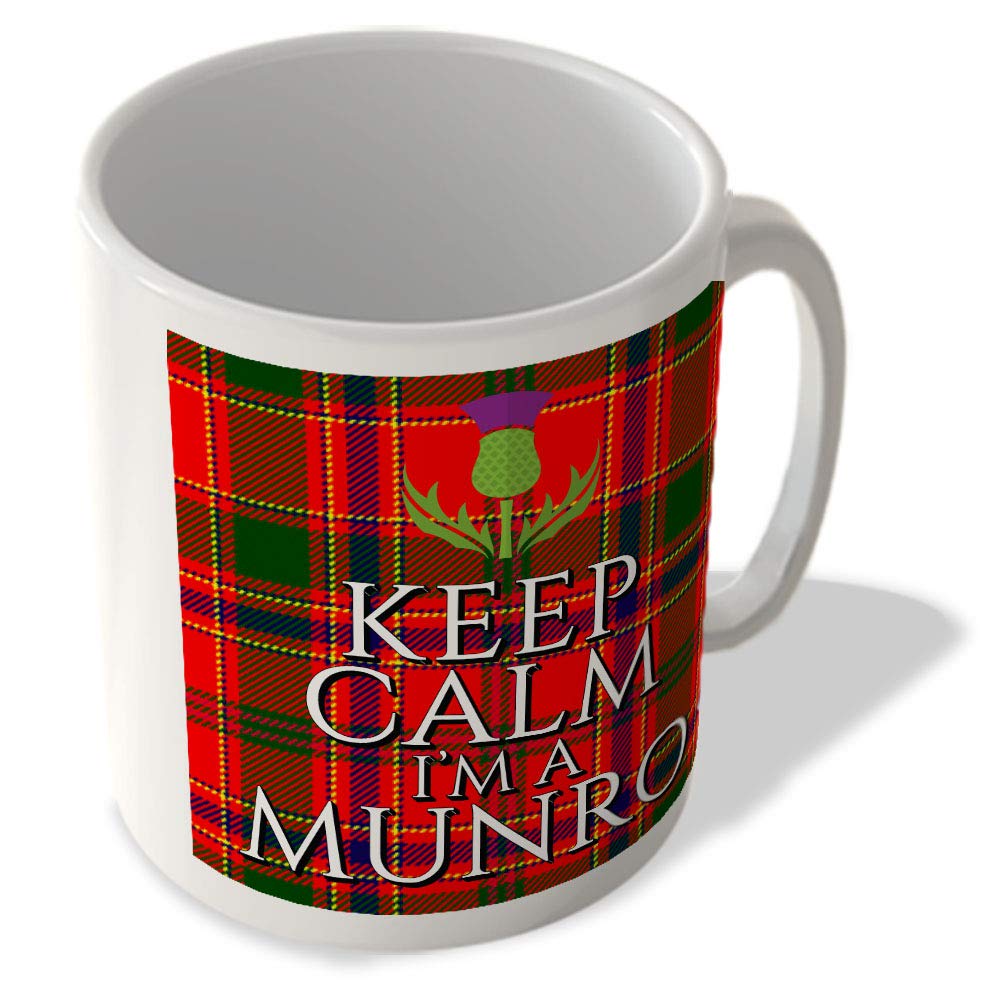Mcmug White - Keep Calm I'm A Munro - Munro Tartan - (Thistle) - Scottish Mug, Ceramic, 11Fl.oz.