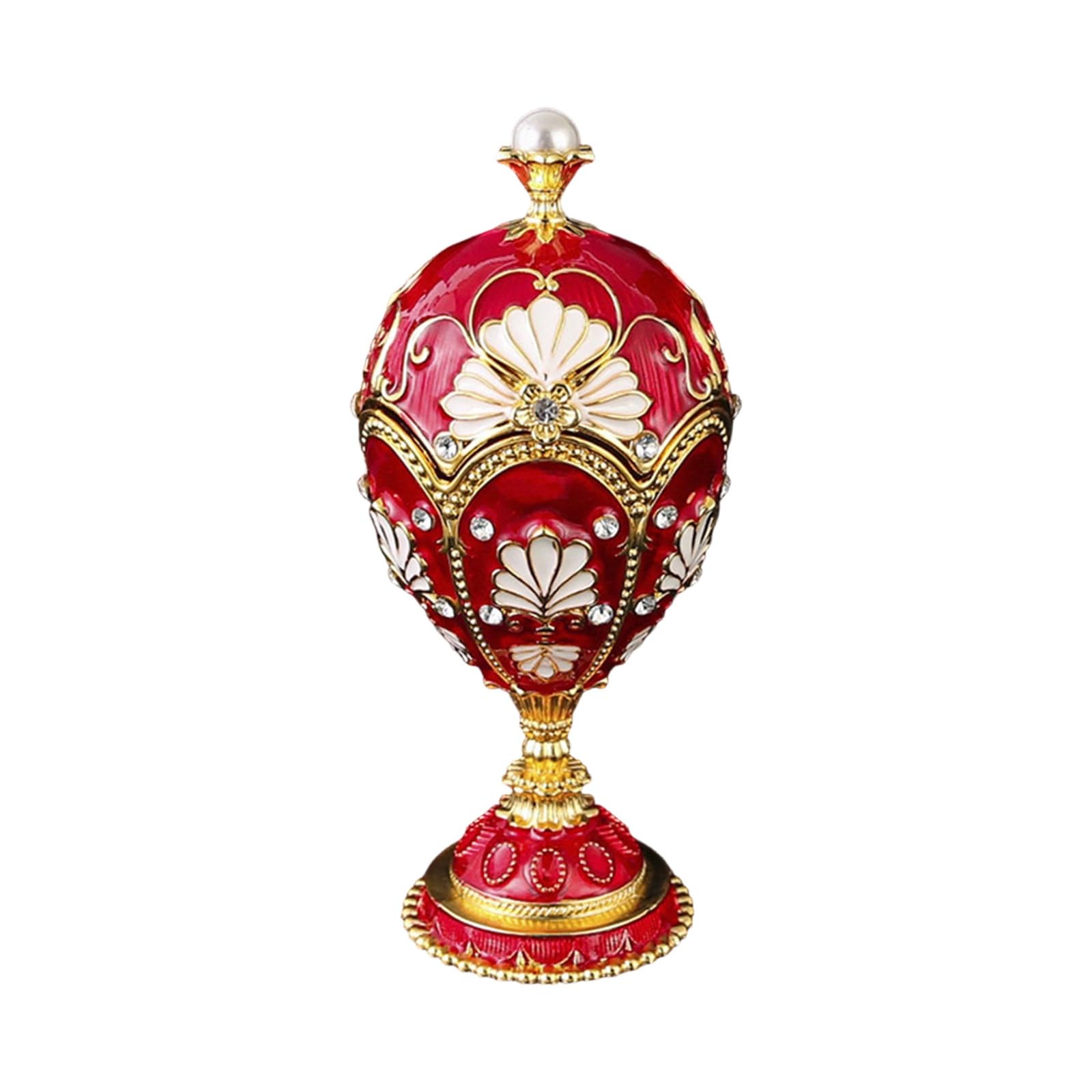 Msioytog Crystal Rhinestones Enameled Jewelry Display Case Spacious Compartment Organiser Jewelry Display Case Intricate Enamelwork and Spacious Compartment Designs Trinket Organiser