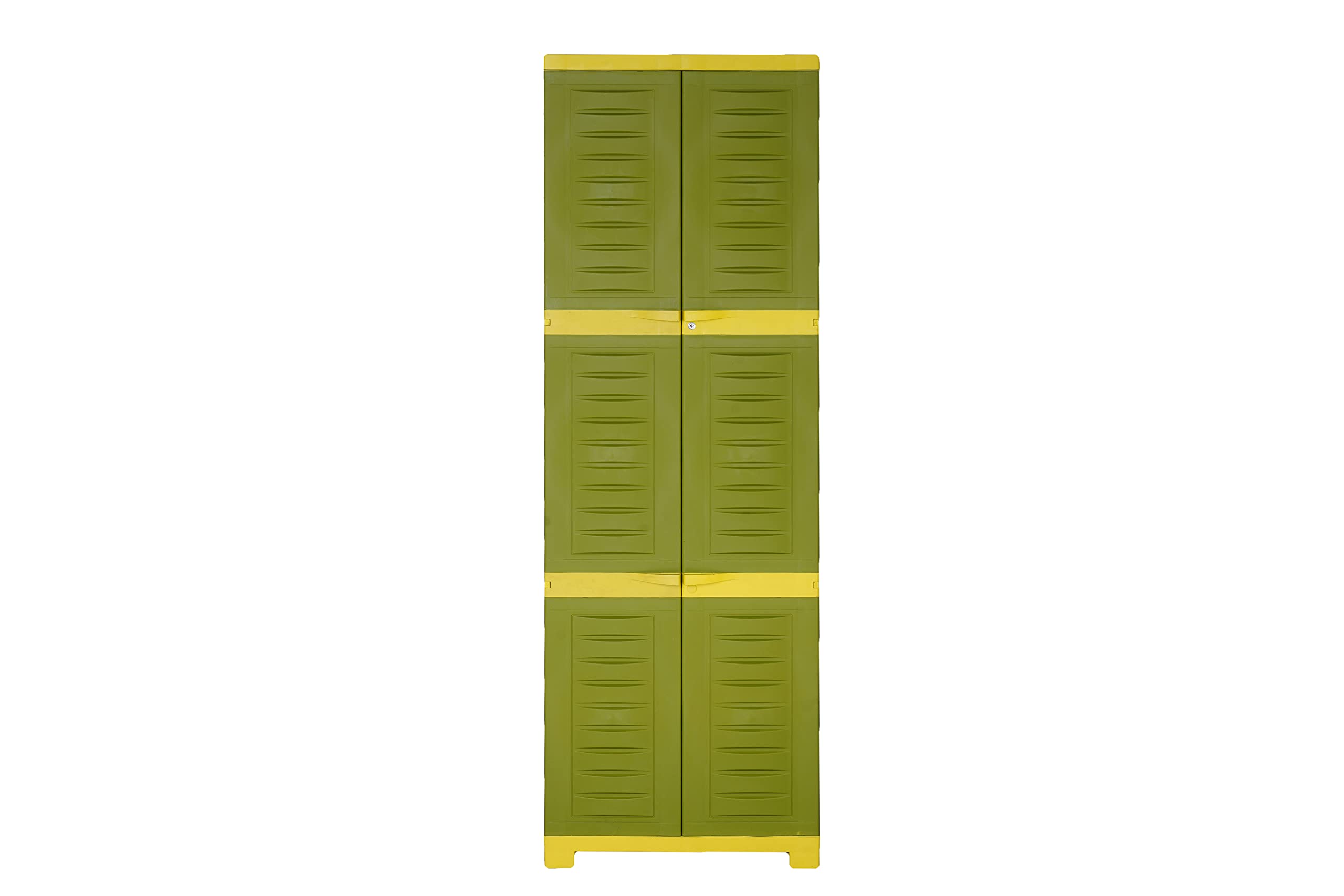 Supreme Furniture Fusion 03 Multipurpose Waterproof Plastic Cupboard |40-Months Warranty*|Storage Cabinet with 4 Adjustable Shelves & Center Lock |Storage Almirah for Home |DIY|Green Yellow-picture-23