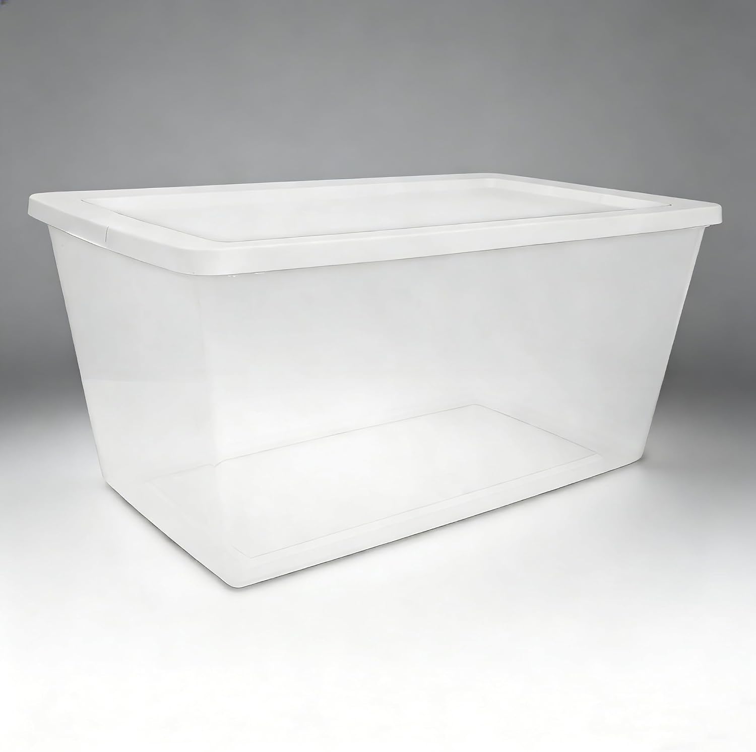 (2-Pack) Large 90 Quart Storage Bins, Clear Plastic Storage Containers with Secure Snap-On Lids, White