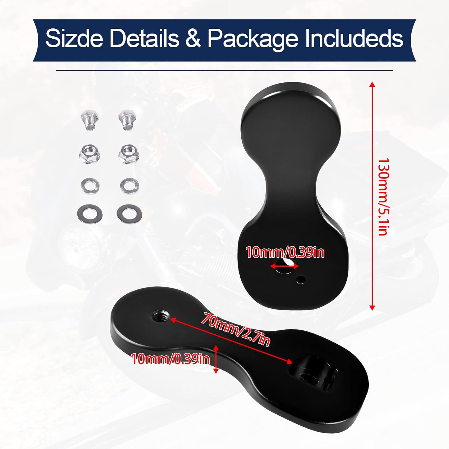 Motorcycle Mirror Drop Bracket Adapter Rear View Mirror Spare Relocator Mount Relocation Kit for Harley Touring Street Glide CVO Bagger with Batwing Fairings 2014-2022 (One Pair,Black)