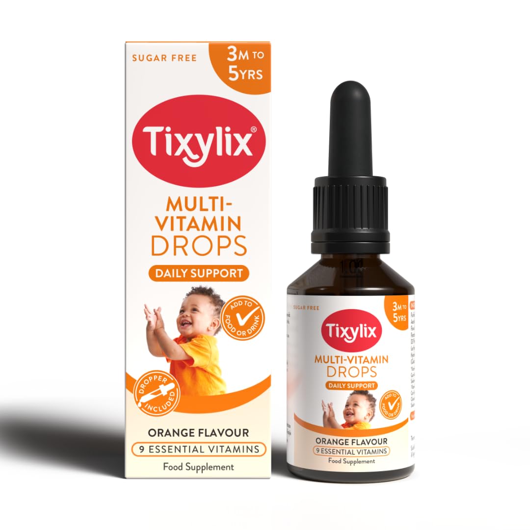 50ml Multi-Vitamin Drops for Children, 9 Vitamins to Support Growth & Immune Health - Sugar Free, Vegan, Gluten Free - Add to Food and Drink - for Children 3 Months to 5, Dropper Included
