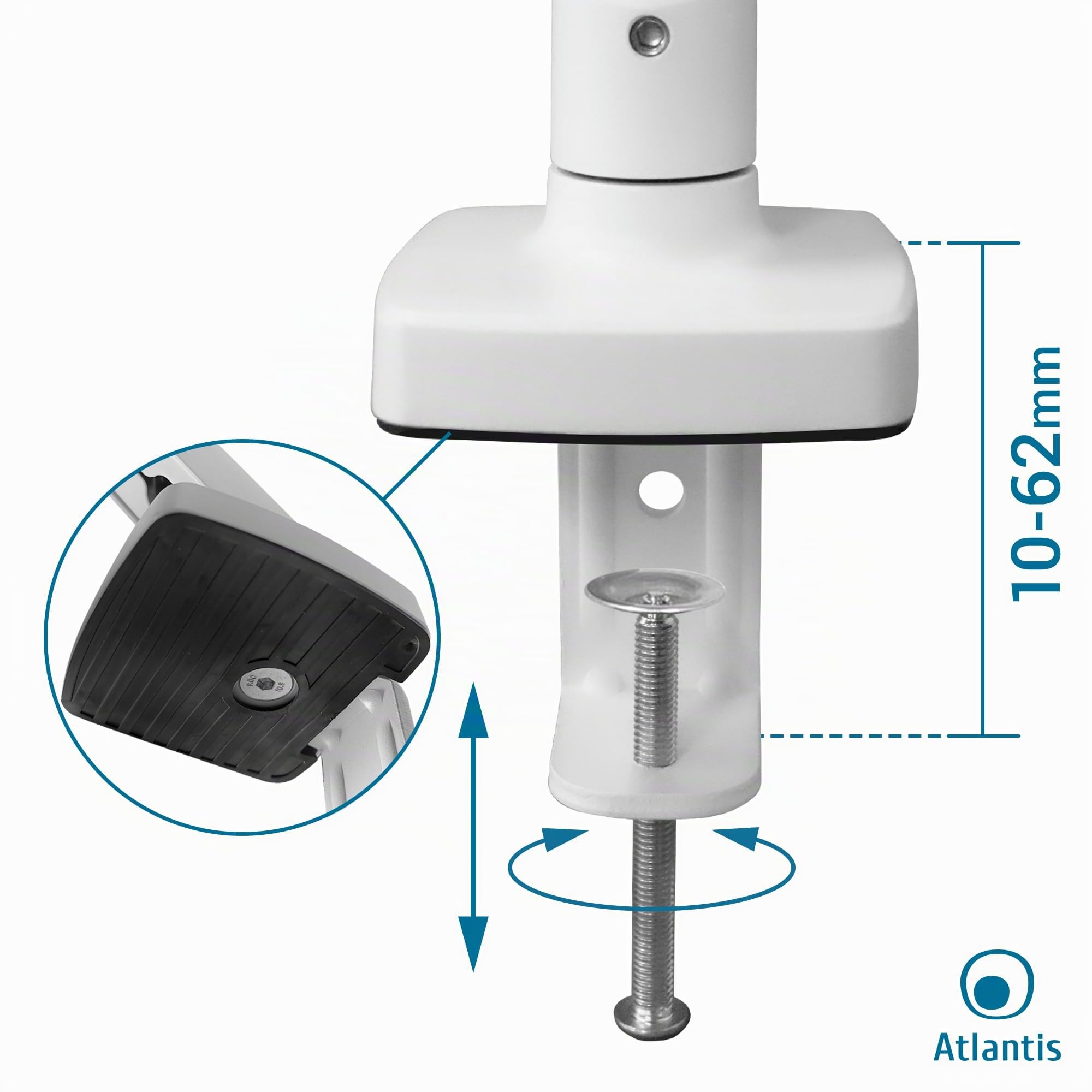 Atlantis P022-MA10-C012 GAS Lift Supporto e Braccio per Monitor PC singolo da 13" a 30",Max 9Kg. Altezza regolabile, snodabile. Inclinaz +/- 45°, Pivot +/- 180°, Rotaz 360° e Giro 180°. Vesa 75/100.
