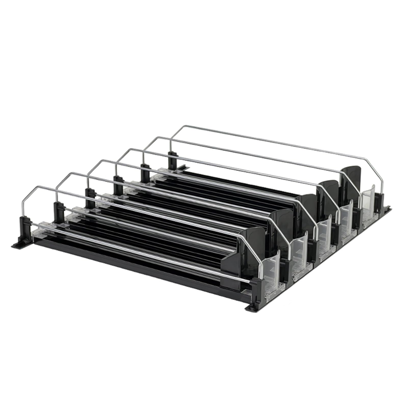 Organizador De Bebidas para Refrigerador, Organizador De Bebidas para Refrigerador con Empuje Automático con Deslizador De Bebidas Ajustable para Refrigeradores(Black,41x42x8cm)
