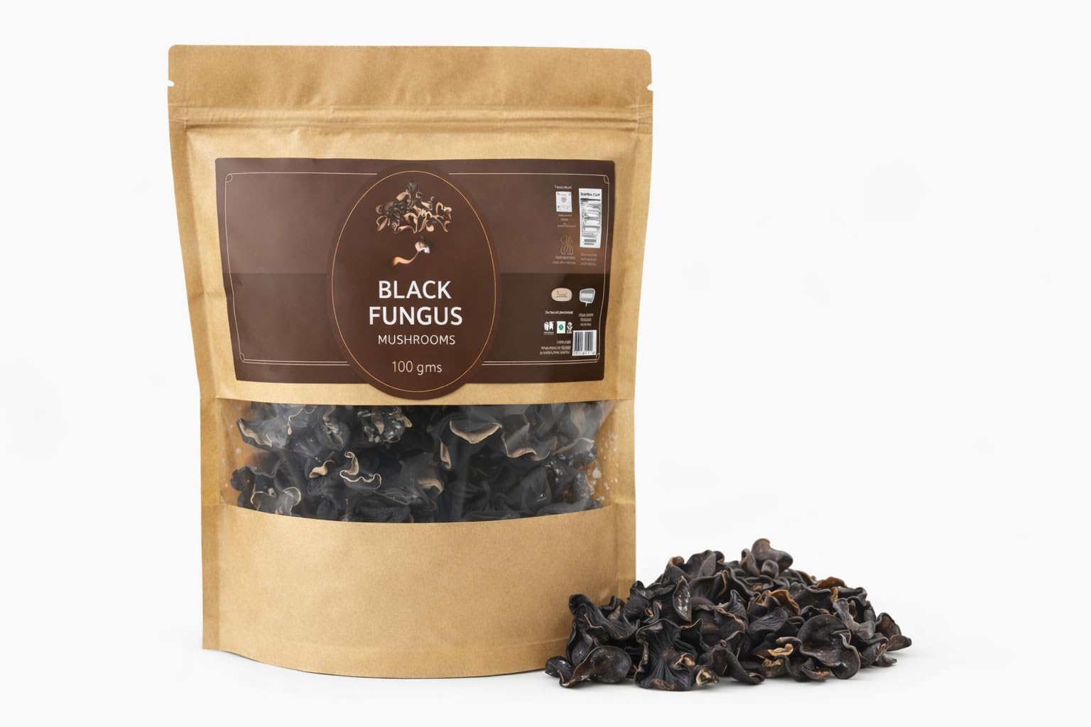 Dried Black Fungus/ Chinese Black Wood Ear/ Cloud Ear Mushrooms, 100g