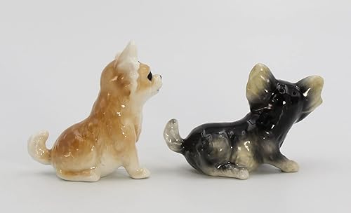 Miniatura 5 de Juego de salero y pimentero de cerámica de porcelana fina para perros Chihuahua, 3-12 pulgadas de largo