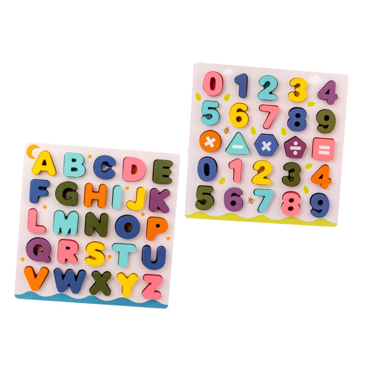 Toddmomy 2 Juegos Puzzle Educativo de Madera para Letras y Números Colores Brillantes Desarrollo de Coordinación Mano- y Reconocimiento para Enseñanza Casa y Actividades Familiares