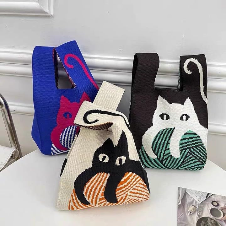Image of Komociya Cute Wrist Bag for Women Trendy Knit Handbag Small Purse for Mom Girlfriend Birthday Christmas Valentines