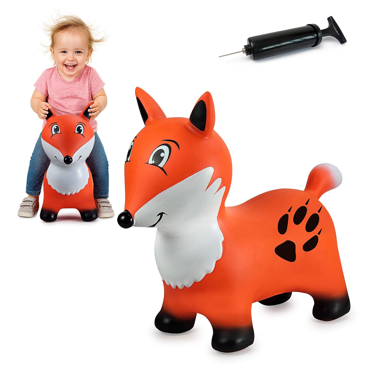 JAMARA 466006 HoppyDoo Interior y Exterior, Regalo para niños, Inflable, Juguete de jardín, fácil de Limpiar, sin BPA, con Bomba, Color Naranja