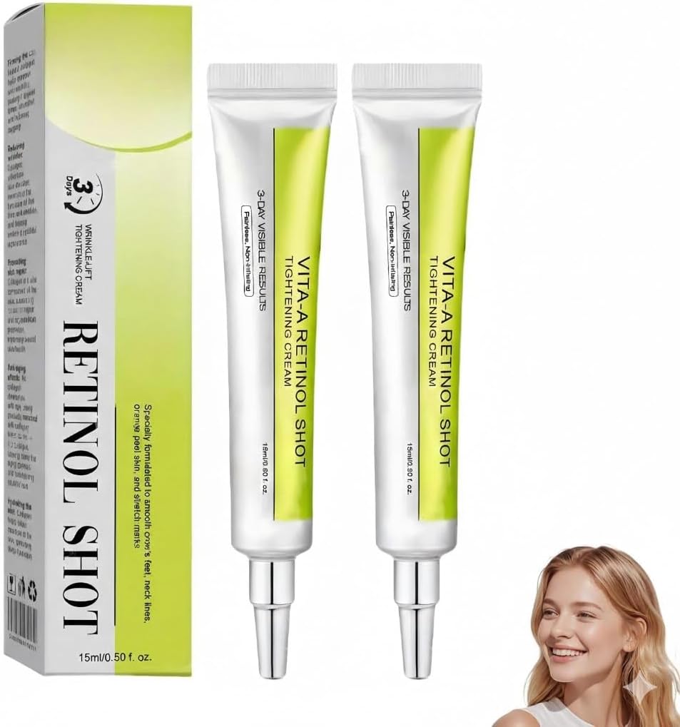 Rolimey Vita-A Retinol Shot Wrinkle-Lift Tightening Cream – Retinol Skincare Booster for Smoother-Looking Skin, Targeted Care for Fine Lines & Firmness, Suitable for All Skin Types,2 Pack (15 ml Each)