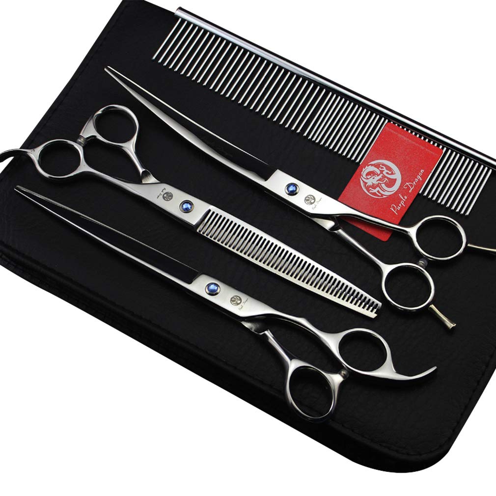 8.0 inch Dog Hair Cutting, Curved and Thinning Scissor Shears Pet Grooming Tool Kit