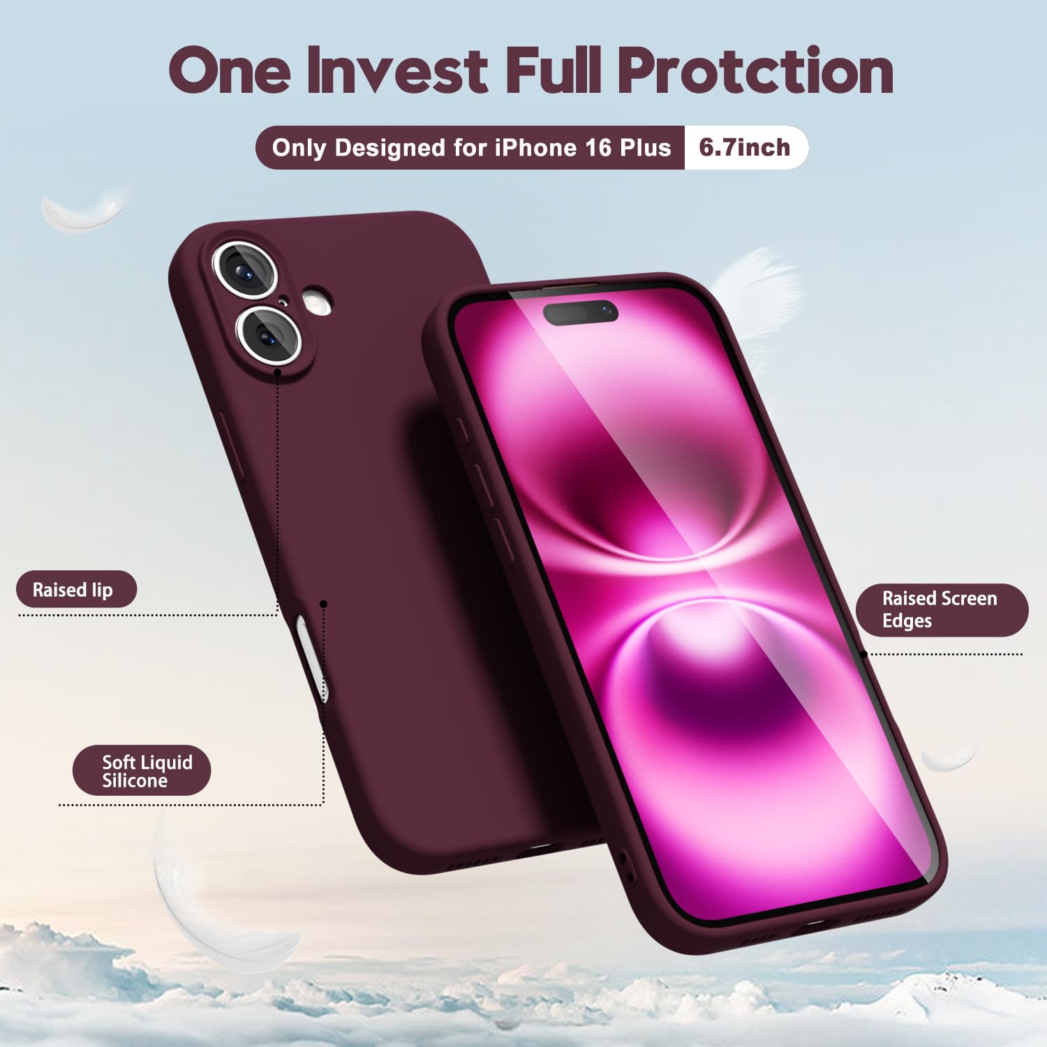 oakxco for iPhone 17 Pro Max Phone Case Liquid Silicone, Cute Thin Slim Grip Soft Rubber Gel for Women Men, Smooth Matte TPU Plain Solid Color Girly Simple Case with Camera Cover, Light Pink — view 850